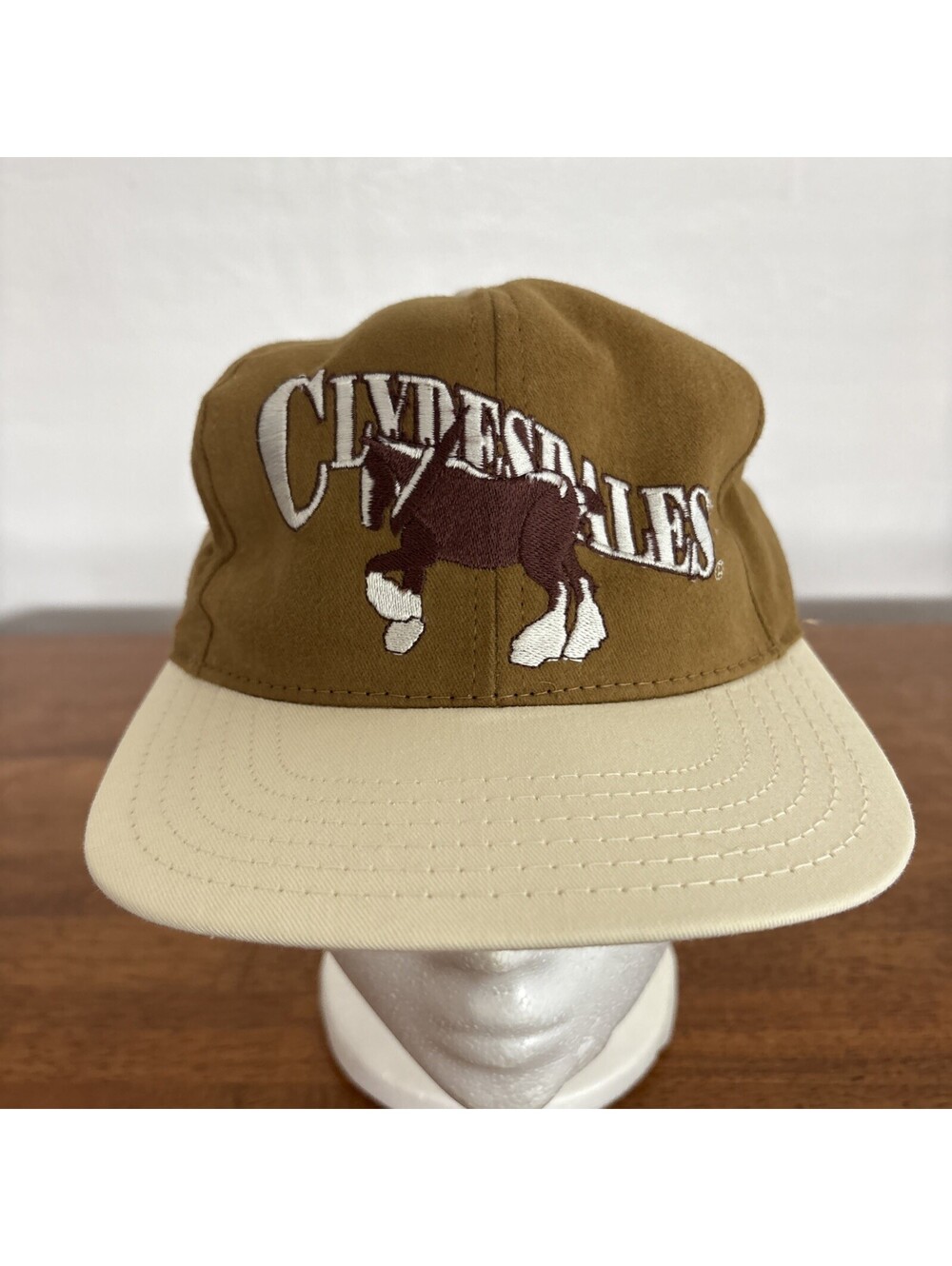 Embroidered Tan Budweiser Clydesdales Baseball Snapback Hat Cap Made In USA Vtg
